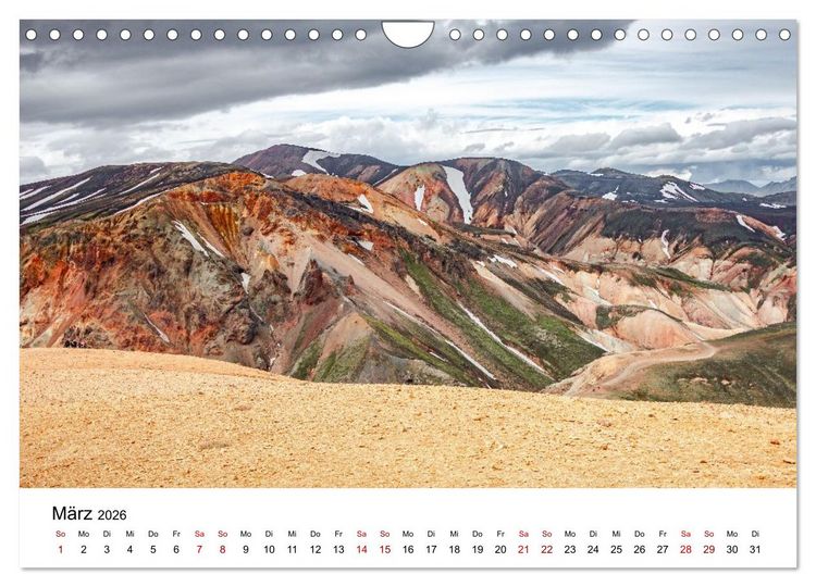 Produktbild: Island, Landmannalaugar: Regenbogenberge (Wandkalender 2026 DIN A4 quer), CALVENDO Monatskalender