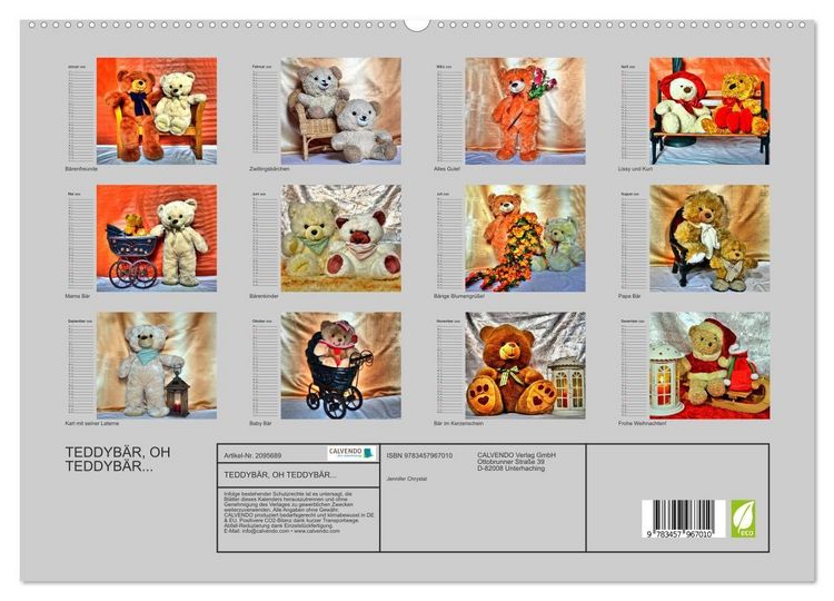 Produktbild: TEDDYB&Auml;R, OH TEDDYB&Auml;R... (hochwertiger Premium Wandkalender 2026 DIN A2 quer), Kunstdruck in Hochglanz