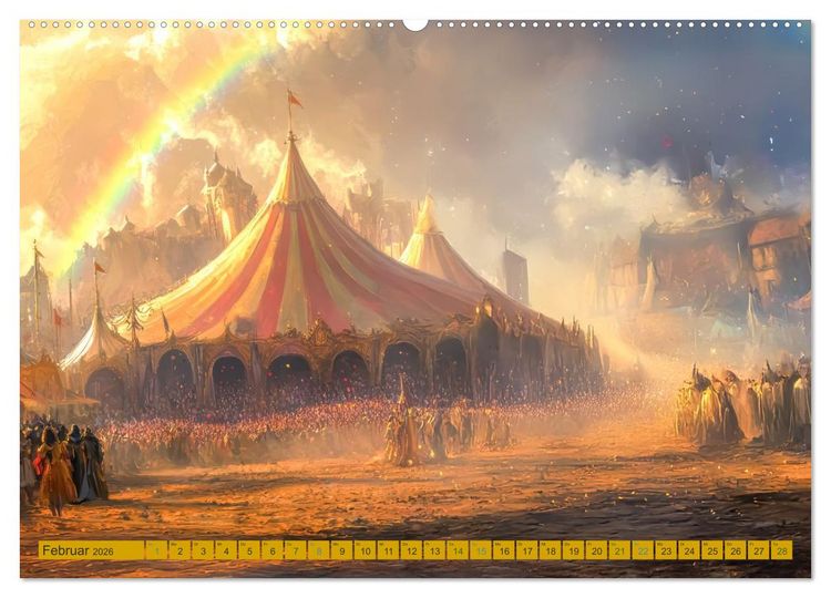 Produktbild: Mittelalterliche Zirkusmagie - Illustrationen (Wandkalender 2026 DIN A2 quer), CALVENDO Monatskalender