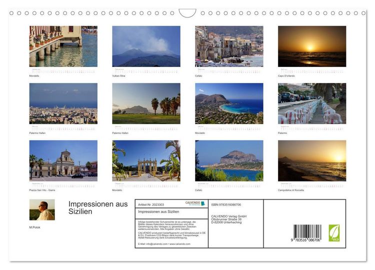 Produktbild: Impressionen aus Sizilien (Wandkalender 2026 DIN A3 quer), CALVENDO Monatskalender