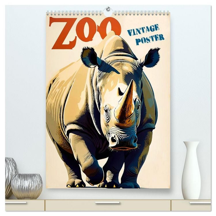 Produktbild: Zoo Vintage-Poster (hochwertiger Premium Wandkalender 2026 DIN A2 hoch), Kunstdruck in Hochglanz
