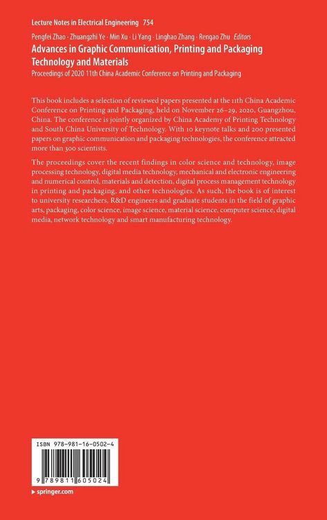 Produktbild: Advances in Graphic Communication, Printing and Packaging Technology and Materials