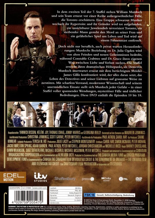 Produktbild: Murdoch Mysteries - Staffel 7 - Teil 2 [3 DVDs]