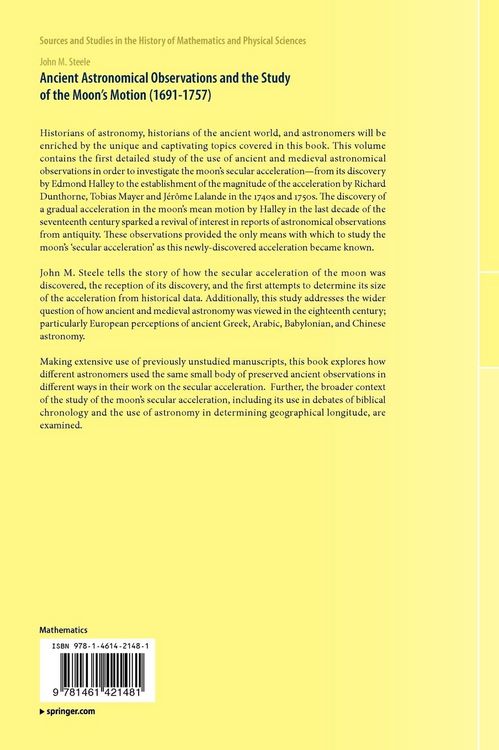 Produktbild: Ancient Astronomical Observations and the Study of the Moon&rsquo;s Motion (1691-1757)
