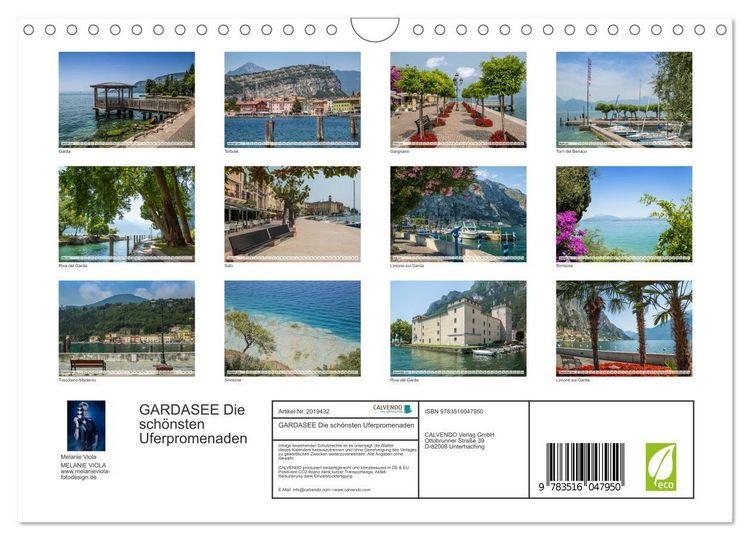 Produktbild: GARDASEE Die sch&ouml;nsten Uferpromenaden (Wandkalender 2026 DIN A4 quer), CALVENDO Monatskalender