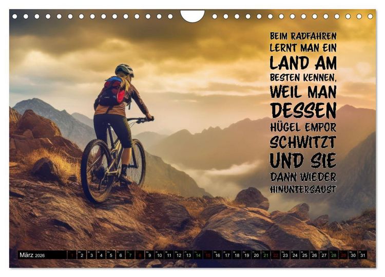Produktbild: Faszination Fahrrad - coole Spr&uuml;che (Wandkalender 2026 DIN A4 quer), CALVENDO Monatskalender