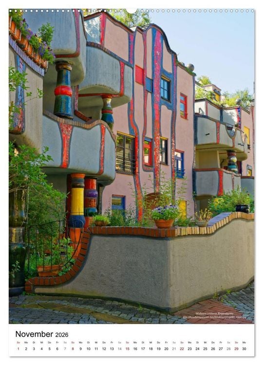 Produktbild: Wohnen unterm Regenturm - Ein Hundertwasser Architekturprojekt, 1991-94 (hochwertiger Premium Wandkalender 2026 DIN A2 hoch), Kunstdruck in Hochglanz