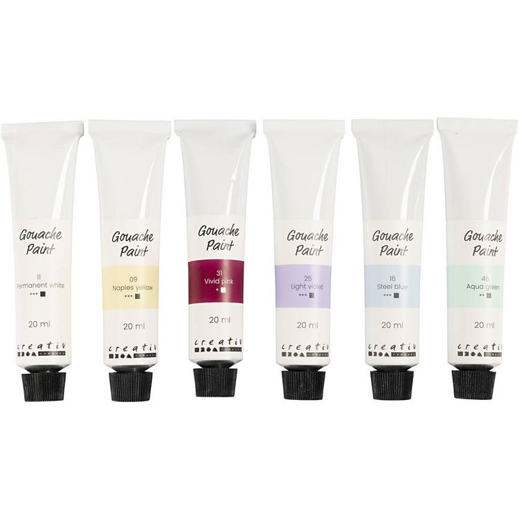 Produktbild: Creativ Company Gouachefarbe, Pastellfarben, 6x20 ml
