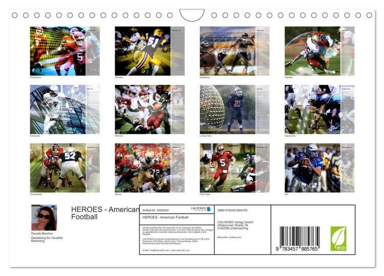 Produktbild: HEROES - American Football (Wandkalender 2026 DIN A4 quer), CALVENDO Monatskalender