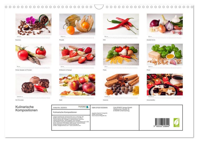 Produktbild: Kulinarische Kompositionen (Wandkalender 2026 DIN A3 quer), CALVENDO Monatskalender