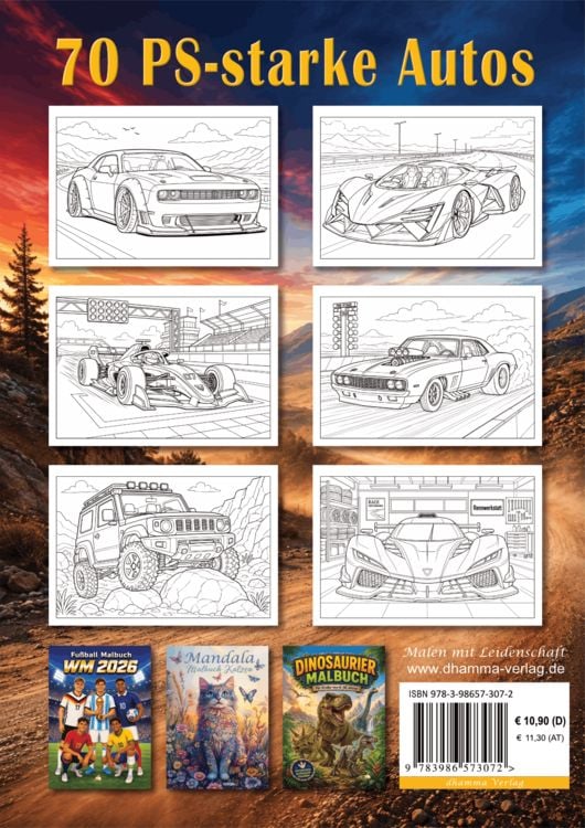 Produktbild: Das ultimative Auto Malbuch f&uuml;r Kinder und Erwachsene mit 70 coolen Ausmalmotiven