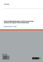 Produktbild: Unterrichtsbeobachtungen und ihre Auswertung. Res&uuml;mee der eigenen Unterrichtseins&auml;tze