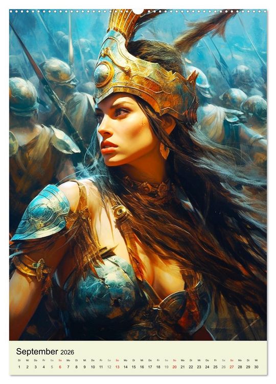 Produktbild: Antike Amazonen. Furchtlose Fantasy-Kriegerinnen (hochwertiger Premium Wandkalender 2026 DIN A2 hoch), Kunstdruck in Hochglanz