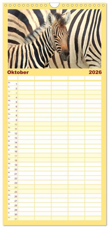 Produktbild: Familienplaner 2026 - Wildes Kinderzimmer - Tierkinder in Afrika mit 5 Spalten (Wandkalender, 21 x 45 cm) CALVENDO