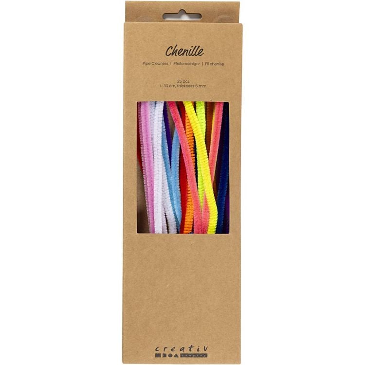 Produktbild: Creativ Company Chenilledraht, L 30 cm, Dicke 6 mm, sortiert Farben, 25 Stk sortiert