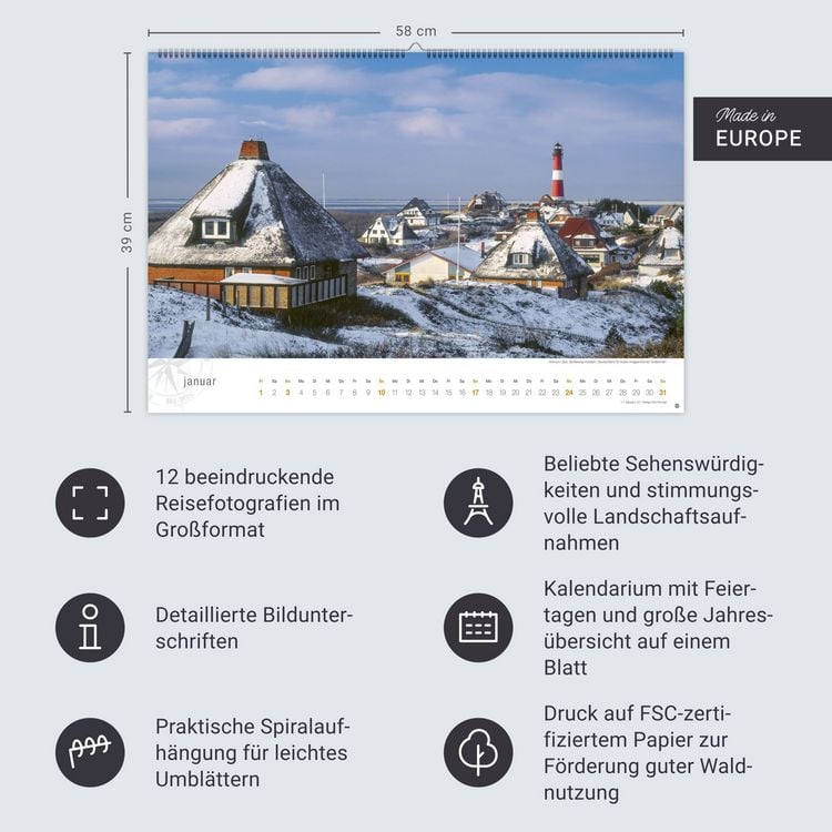 Produktbild: Nordsee Globetrotter Kalender 2027 - Von frischem Wind und weiten Str&auml;nden