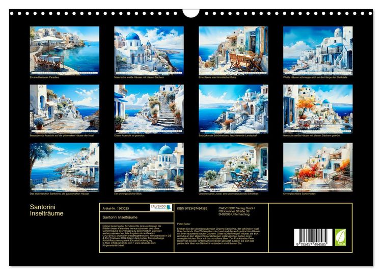 Produktbild: Santorini Inseltr&auml;ume (Wandkalender 2026 DIN A3 quer), CALVENDO Monatskalender