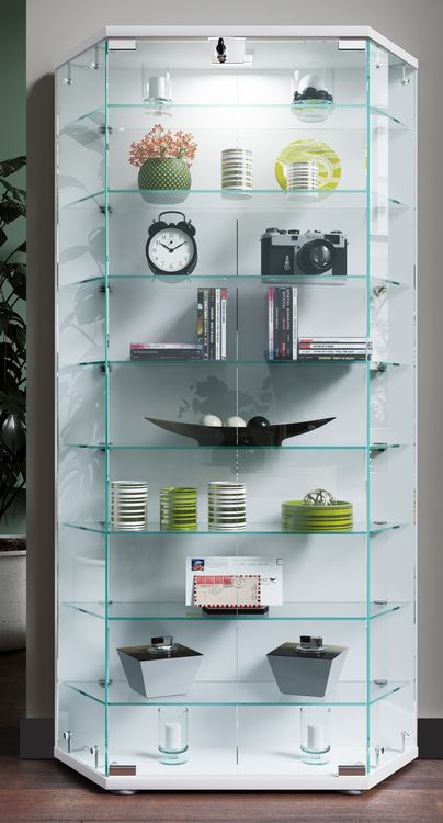 Produktbild: Holz Glas Stand Vitrine Sammelvitrine Cenila XL
