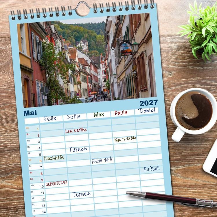 Produktbild: Familienplaner 2027 - Heidelberg Impressionen mit 5 Spalten (Wandkalender, 21 x 45 cm) CALVENDO