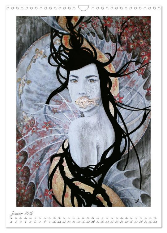 Produktbild: Colourful Women - Fantasy-Frauenportraits in Acryl und Mischtechnik (Wandkalender 2026 DIN A3 hoch), CALVENDO Monatskalender