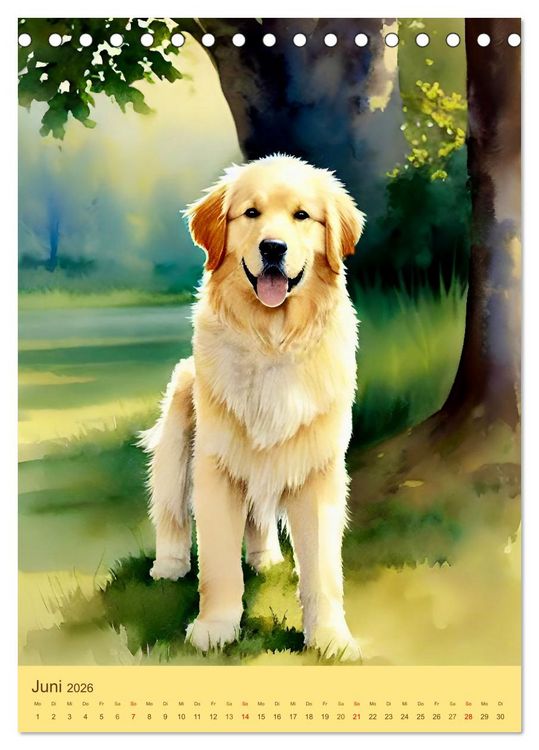 Produktbild: Golden Retriever. Kunstvolle Portr&auml;ts des beliebten Hundes (Tischkalender 2026 DIN A5 hoch), CALVENDO Monatskalender