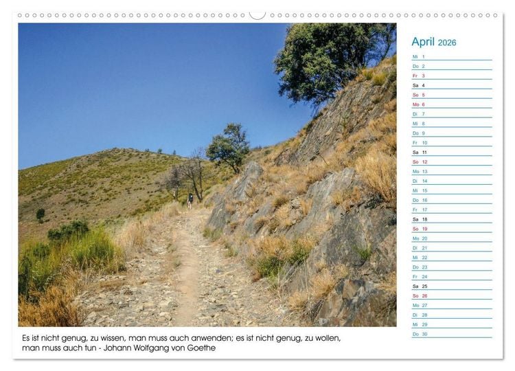 Produktbild: Mein Weg nach Santiago de Compostela mit Zitaten (hochwertiger Premium Wandkalender 2026 DIN A2 quer), Kunstdruck in Hochglanz
