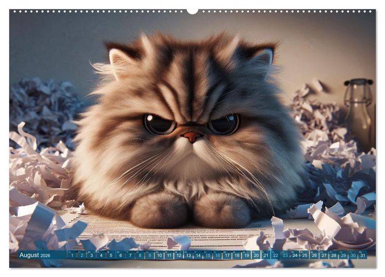 Produktbild: Katzenlaunen - Durch das Jahr mit Fluff und Grummeln (hochwertiger Premium Wandkalender 2026 DIN A2 quer), Kunstdruck in Hochglanz