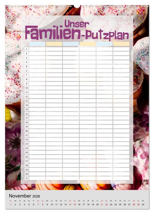 Produktbild: Unser Familien-Putzplan & Kalender 2026 (hochwertiger Premium Wandkalender 2026 DIN A2 hoch), Kunstdruck in Hochglanz