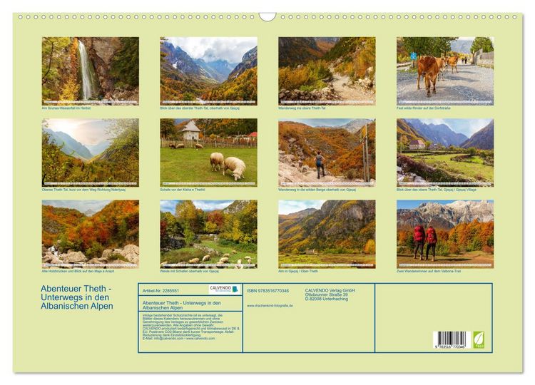 Produktbild: Abenteuer Theth - Unterwegs in den Albanischen Alpen (Wandkalender 2027 DIN A2 quer), CALVENDO Monatskalender