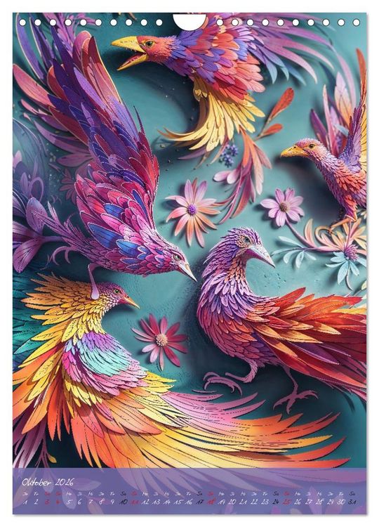 Produktbild: Papierv&ouml;gel - Digitale Kunst (Wandkalender 2026 DIN A4 hoch), CALVENDO Monatskalender