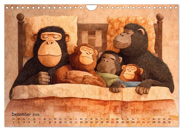 Produktbild: Verr&uuml;ckte Affenwelt (Wandkalender 2026 DIN A4 quer), CALVENDO Monatskalender
