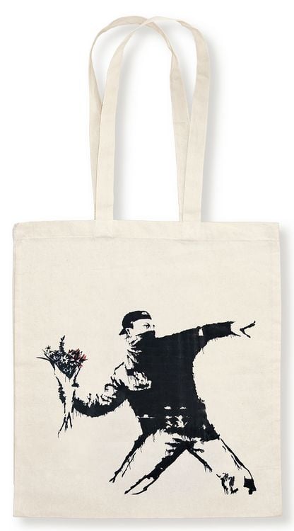 Produktbild: Stofftasche Banksy - Blumenwerfer