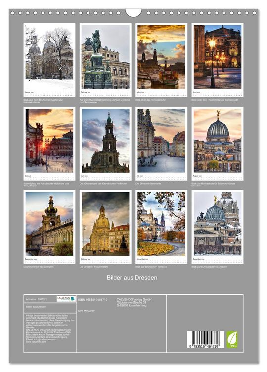 Produktbild: Bilder aus Dresden (Wandkalender 2026 DIN A3 hoch), CALVENDO Monatskalender
