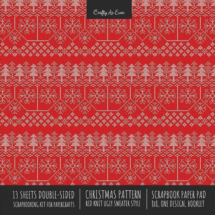 Produktbild: Christmas Pattern Scrapbook Paper Pad 8x8 Decorative Scrapbooking Kit for Cardmaking Gifts, DIY Crafts, Printmaking, Papercrafts, Red Knit Ugly Sweater Style