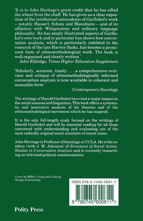 Produktbild: Garfinkel and Ethnomethodology