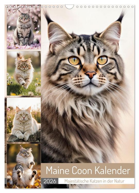 Produktbild: Maine Coon Kalender - Majest&auml;tische Katzen in der Natur (Wandkalender 2026 DIN A3 hoch), CALVENDO Monatskalender