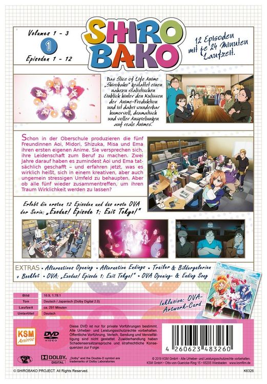Produktbild: Shirobako: Volume 1-3 (Episode 01-12) [3 DVDs]