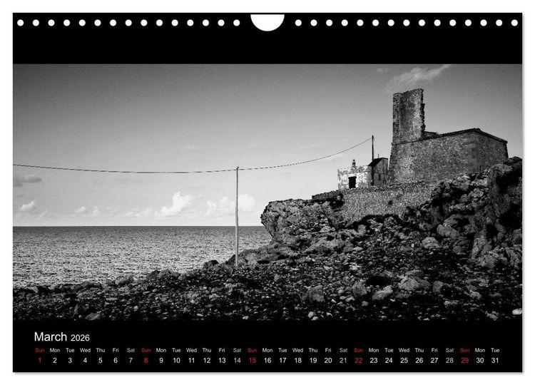 Produktbild: Black and White Sicily (Wall Calendar 2026 DIN A4 landscape), CALVENDO 12 Month Wall Calendar