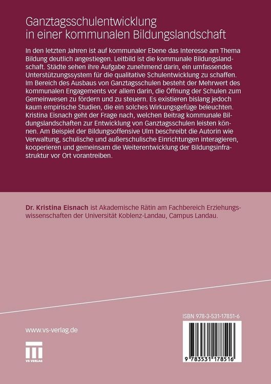 Produktbild: Ganztagsschulentwicklung in einer kommunalen Bildungslandschaft
