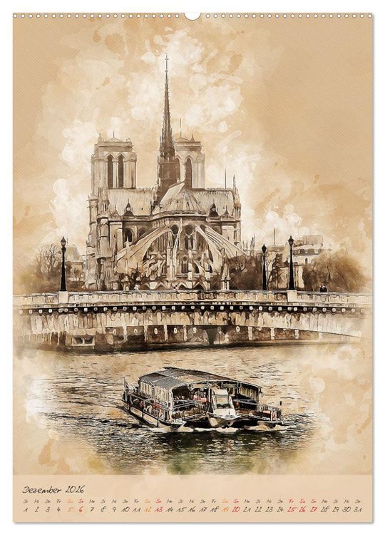 Produktbild: Paris - la Ville de l'amour (hochwertiger Premium Wandkalender 2026 DIN A2 hoch), Kunstdruck in Hochglanz