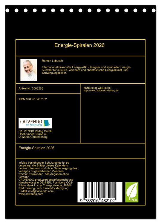 Produktbild: Energie-Spiralen 2026 (Tischkalender 2026 DIN A5 hoch), CALVENDO Monatskalender