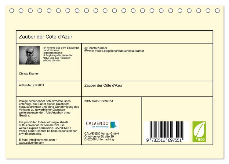 Produktbild: Zauber der C&ocirc;te d'Azur (Tischkalender 2026 DIN A5 quer), CALVENDO Monatskalender