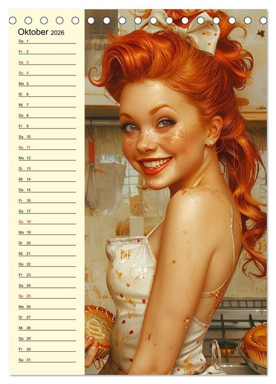 Produktbild: Schatz, ich hab gekocht! Sexy-lustige Pin-up-Girls in der K&uuml;che (Tischkalender 2026 DIN A5 hoch), CALVENDO Monatskalender