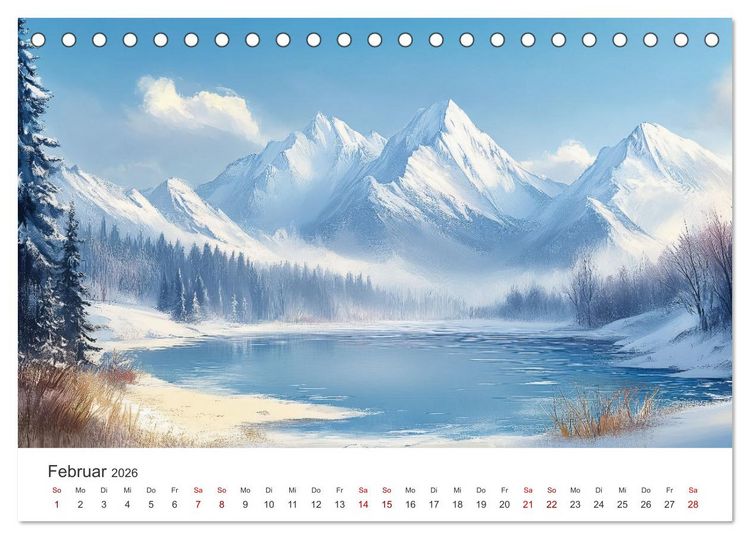 Produktbild: KI-Landschaften - Malerisch durch das Jahr (Tischkalender 2026 DIN A5 quer), CALVENDO Monatskalender
