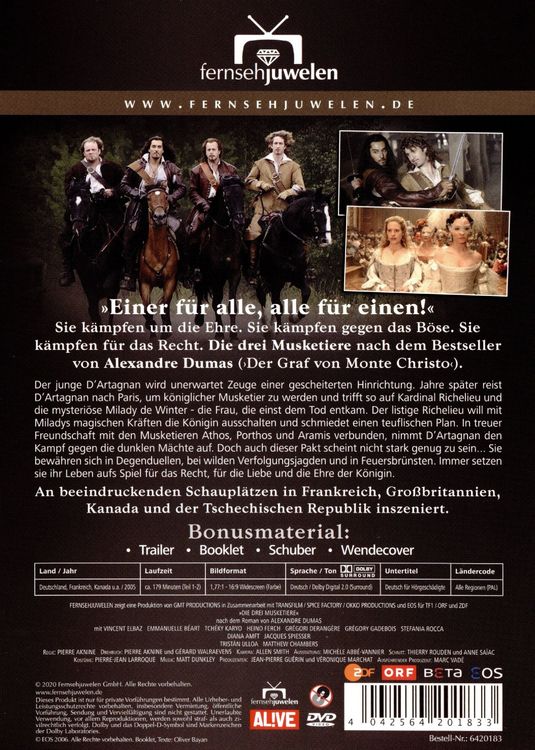 Produktbild: Die drei Musketiere - Der komplette Zweiteiler (Fernsehjuwelen)
