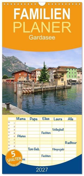 Produktbild: Familienplaner 2027 - Gardasee mit 5 Spalten (Wandkalender, 21 x 45 cm) CALVENDO