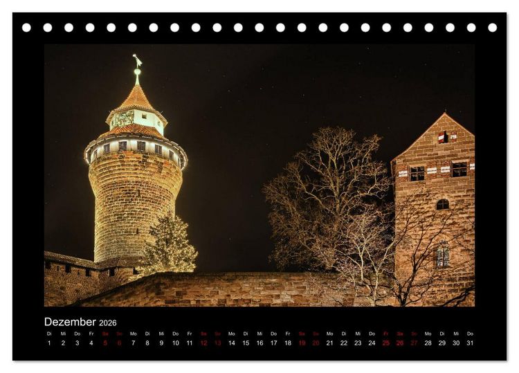 Produktbild: N&uuml;rnberg - Die Altstadt bei Nacht (Tischkalender 2026 DIN A5 quer), CALVENDO Monatskalender