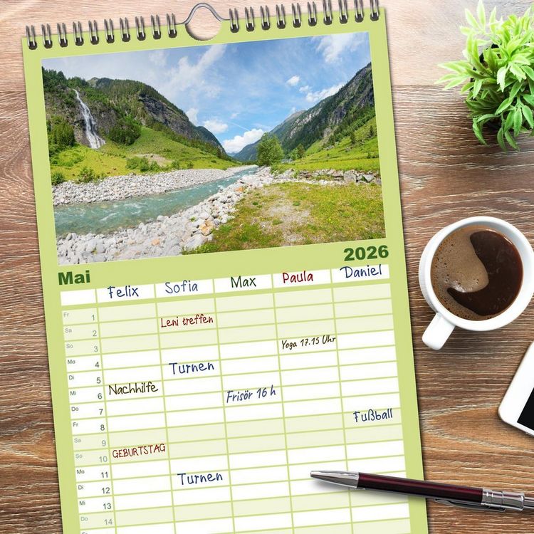 Produktbild: Familienplaner 2026 - Zillertal - Bergidylle rund um Mayrhofen 2026 mit 5 Spalten (Wandkalender, 21 x 45 cm) CALVENDO