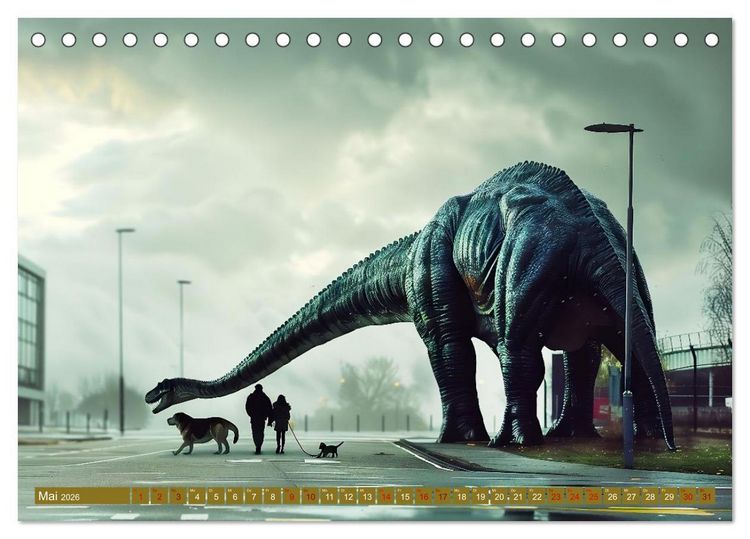 Produktbild: Wie w&auml;re es mit einem Dinosaurier als Haustier? (Tischkalender 2026 DIN A5 quer), CALVENDO Monatskalender