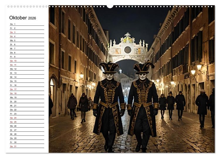 Produktbild: M&auml;rchenhafte Maskerade KI - Karnevalserlebnis in Venedig (Wandkalender 2026 DIN A2 quer), CALVENDO Monatskalender
